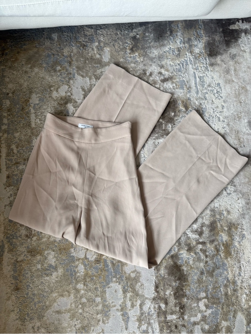 Babaton Light Beige Wide-Leg Trousers
